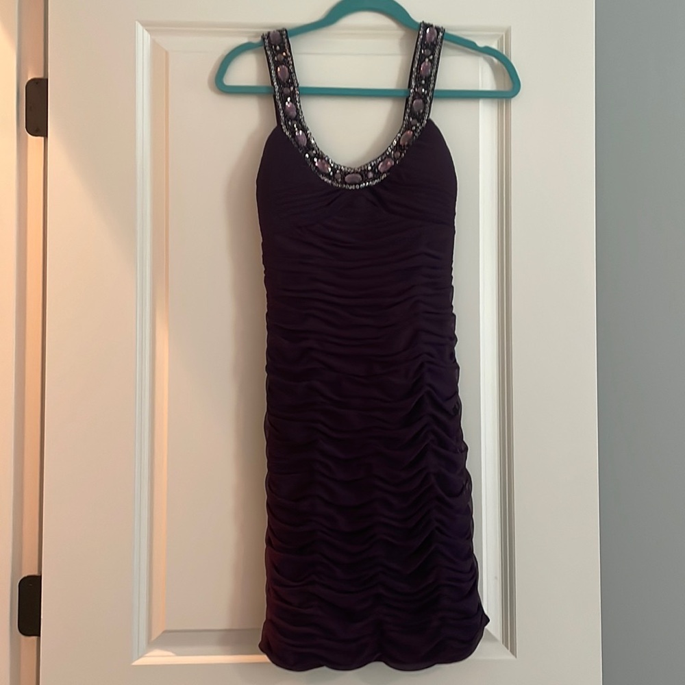 Cache size 2 formal dress, purple with sequins, worn once